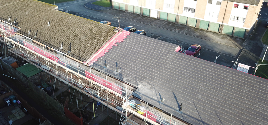 Roofing refurbishment at Plas Madoc copyright SuaveAirPhotos